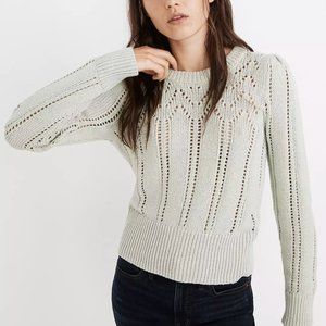 MADEWELL POINTELLE PUFF-SLEEVE SWEATER SZ XXS EUC